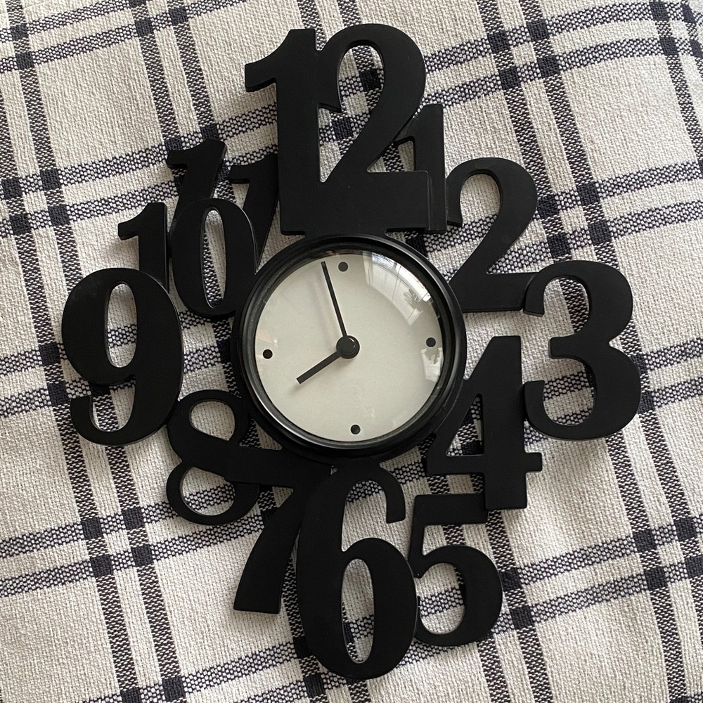 Sleek Black Number Wall Clock